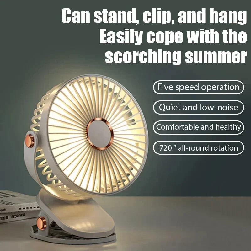 Xiaomi Clip-on Fan 5 Speed Quiet Rechargeable Home Desktop Portable Air Circulator Wireless Fan Light With LED Display For Camp