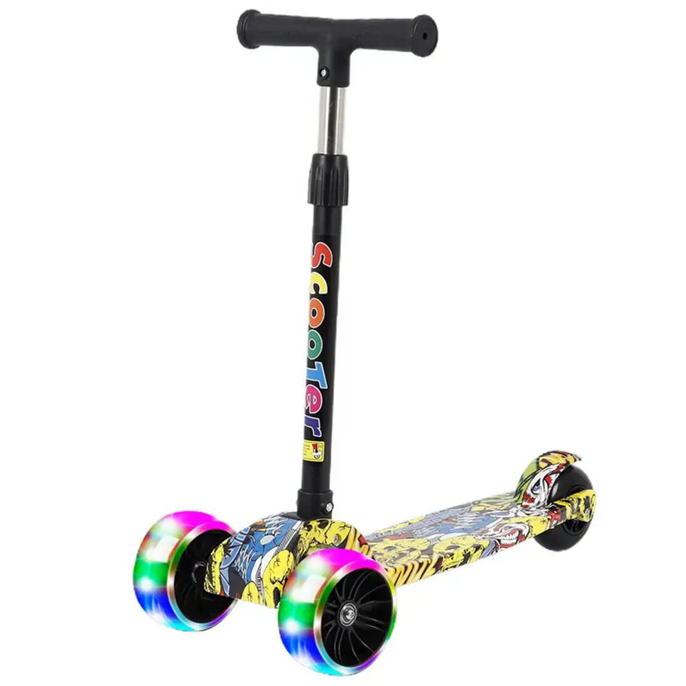 Child Scooter Folding Kick Scooter Adjustable Height Skateboard For Kids With LED Light Kateboard Outdoor Kids Foot Scooter