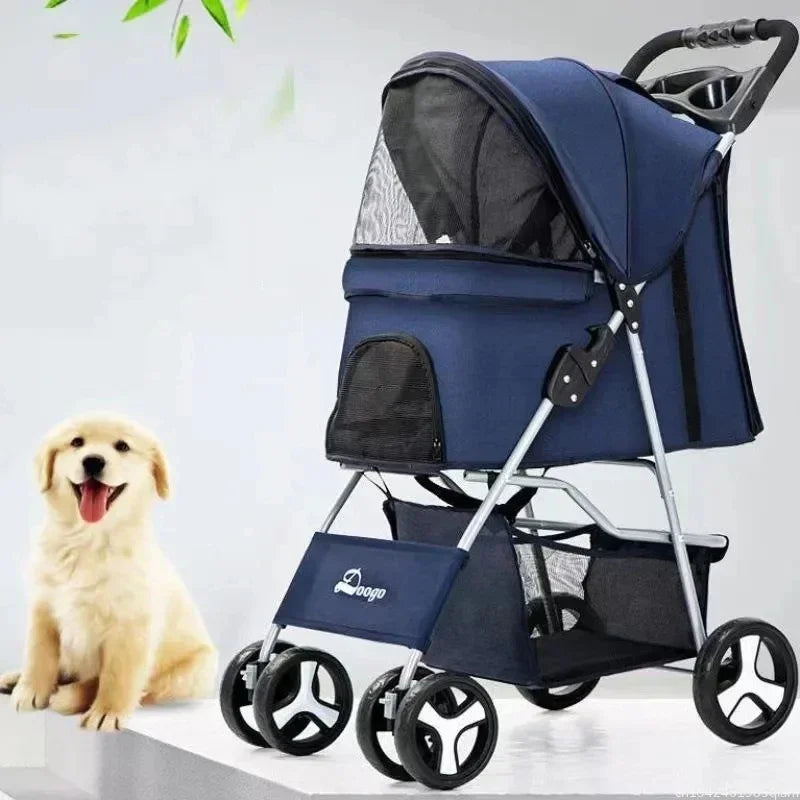 Pet Stroller with Sunroof -Foldable, lightweight, Single Handed, size S M L