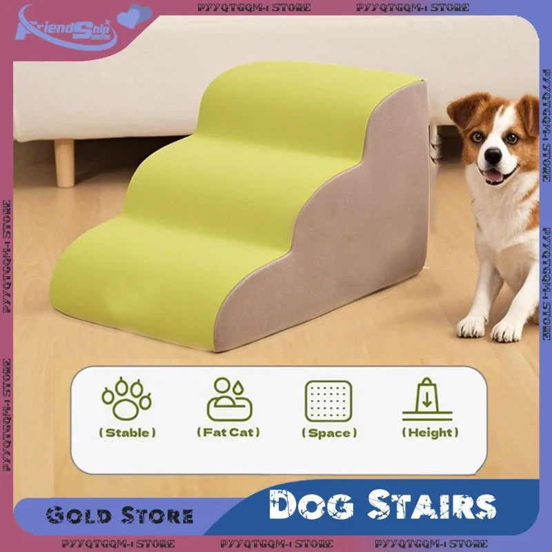 Pet 3 Step Stair Dog/Cat Ramp Ladder High Elasticity Sponge Dogs Sofa Removable and Washable Training Pet Non-Slip Ramp Stairs