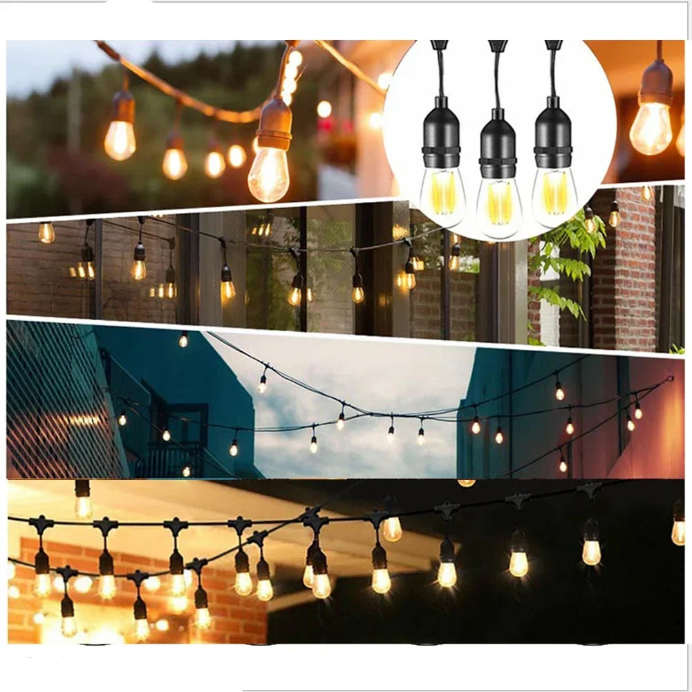 30m Outdoor Festoon LED Fairy Lights Warm White E27 S14 Retro filament Bulb Waterproof Christmas Lights Garland Decoration