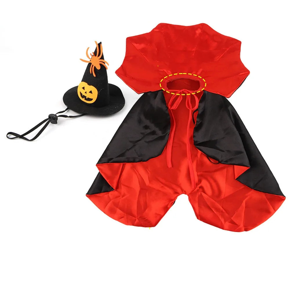 Stand-collar Halloween Pet Costume Adjustable Comfortable Cat Cosplay Cloak Pet Supplies Soft Fabric Dogs Knight Cape Party