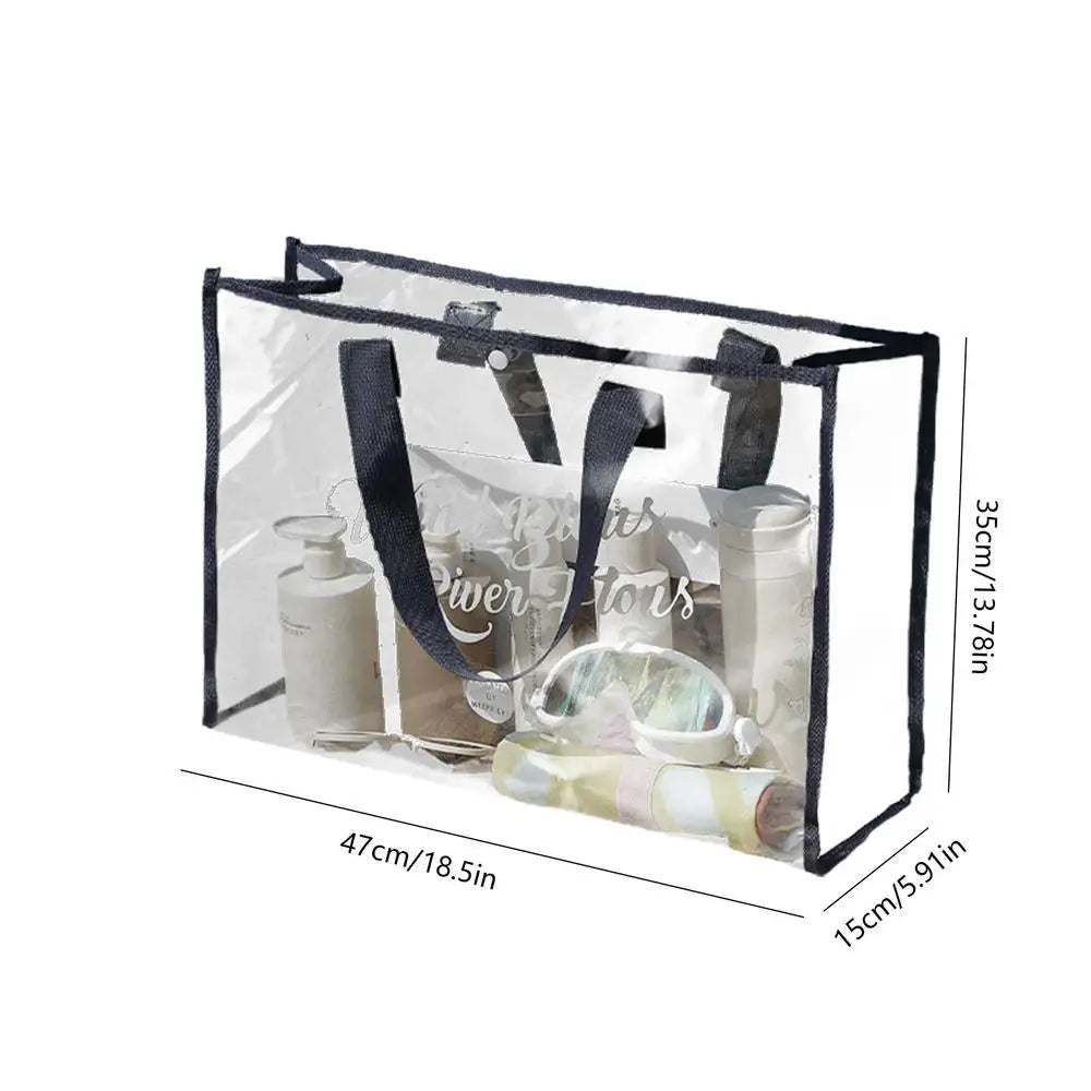 Waterproof Cosmetic Bag Fashionable Summer Storage Shoulder Bag Large Transparent Tote Bag For Women Swimming Beach