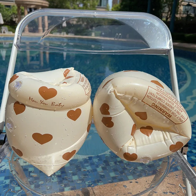 Double Airbag Safety Swim Arm Floats Thickened Inflatable Swimming Sleeve with Dual Chambers Infant Toddler Floating Ring
