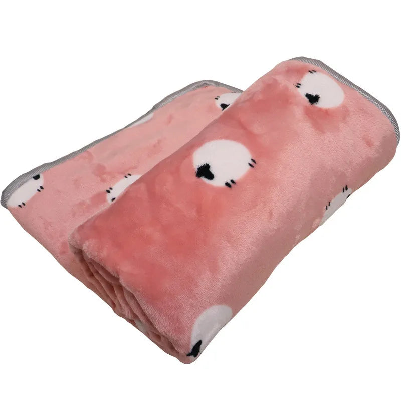 Soft Fluffy Flannel Dog Blanket Cute Cartoon Print Pet Bed Sheet Mat Warm Breathable Cat And Dog Sleeping Blankets Pet Supplies