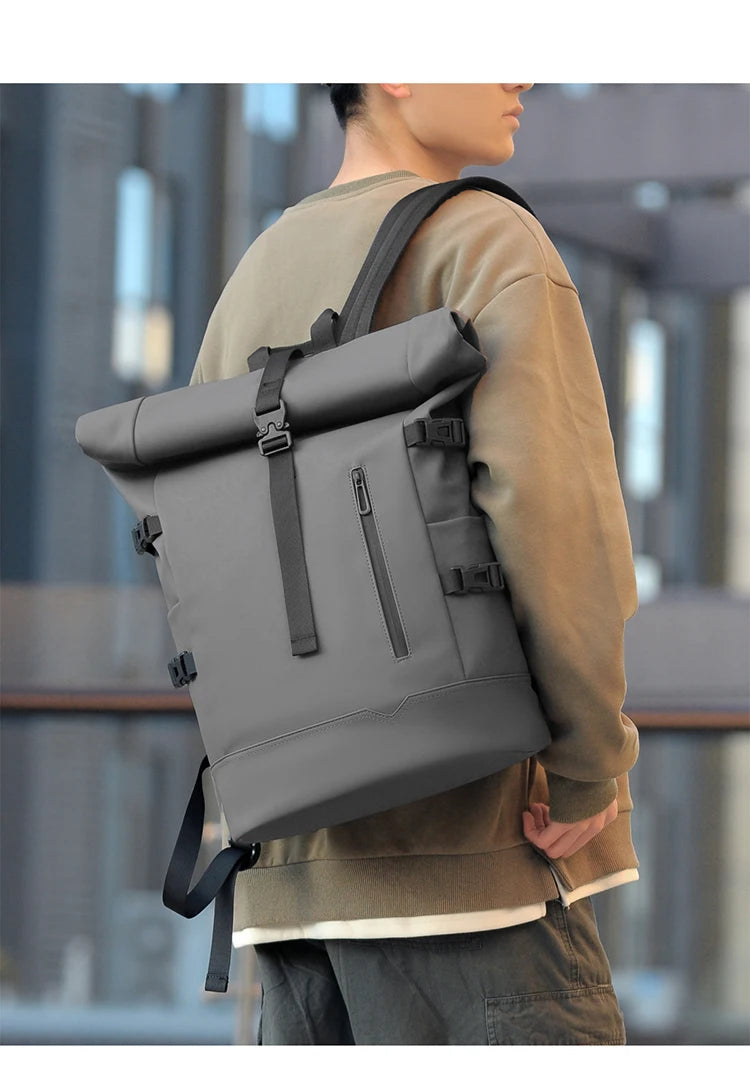 Waterproof Durable Outdoor Backpack Roll Top Fashion Casual Backpack for Hiking Travel Men Women Daily Commute