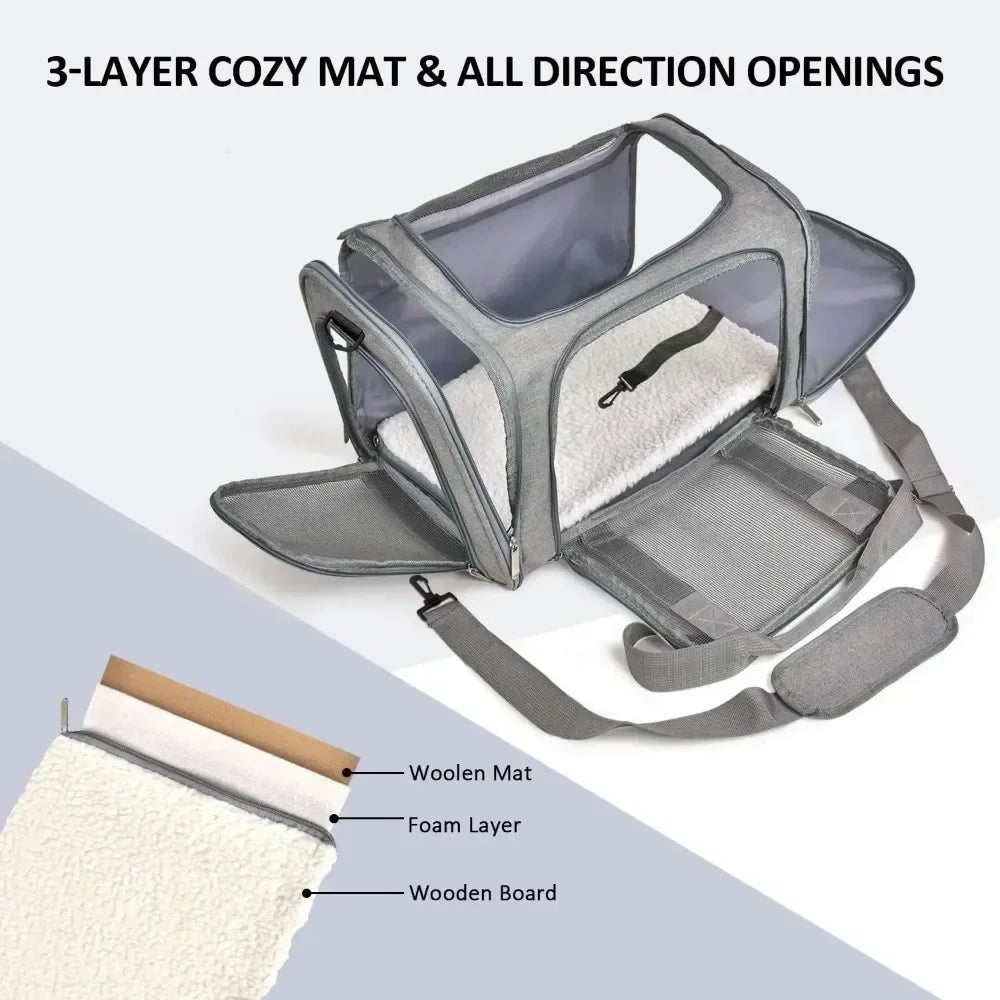 Pet Carrier Bag - Airline Approved, High-Quality, Durable, Expandable