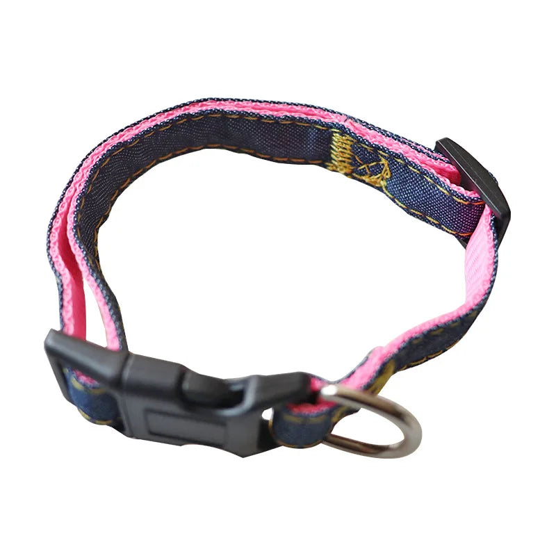 Dog Leash Harness Adjustable Collar Set Denim Pet Lead Vest for Small Medium Large Dogs Pet Cat Lead for Walking Training