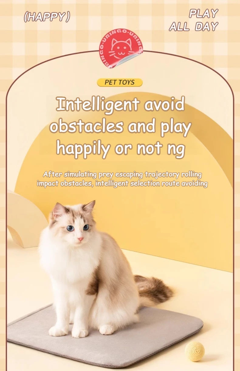 Rechargeable Interactive Pet Toy: Electric Automatic Rolling CatBall with Simulated Tail for Feline Entertainment and Engagement
