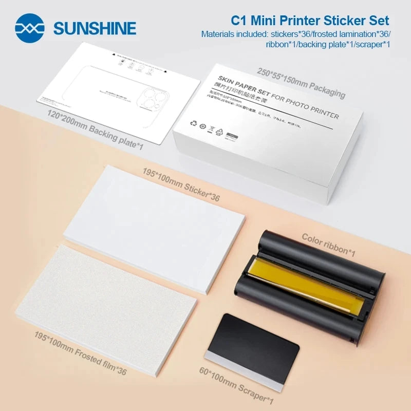 SUNSHINE C1 Mini HD Color Printer DIY Wifi Direct Connection Portable Mini Mobile Phone Back Film Printing Sticker New