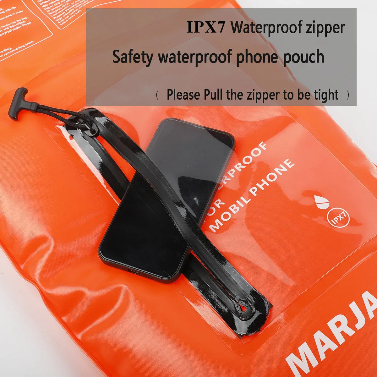 Outdoor Swimming Buoy Swim Float Dry Bag with Waist Belt Waterproof PVC Storage Bag Touch Screen for Water Sports