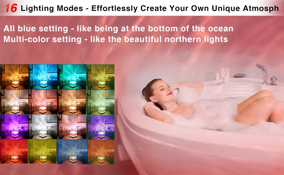Ocean Lamp Water Light Projector - Water Ripple Projector Light Cube Aurora Northern Lights Wave Ripple Night Light for Bedroom