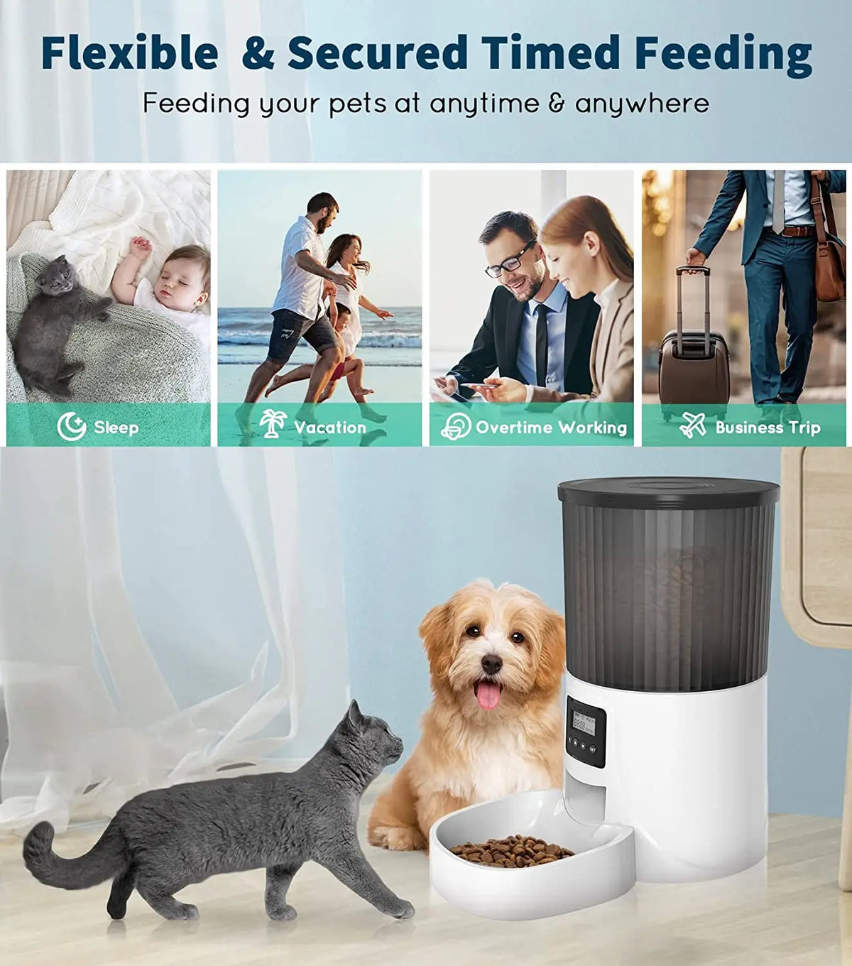 Wholesale 4L Automatic Cat Self Diet Feeder Dog Feeder Smart Stainless Steel Double Bowl Cat Feeder