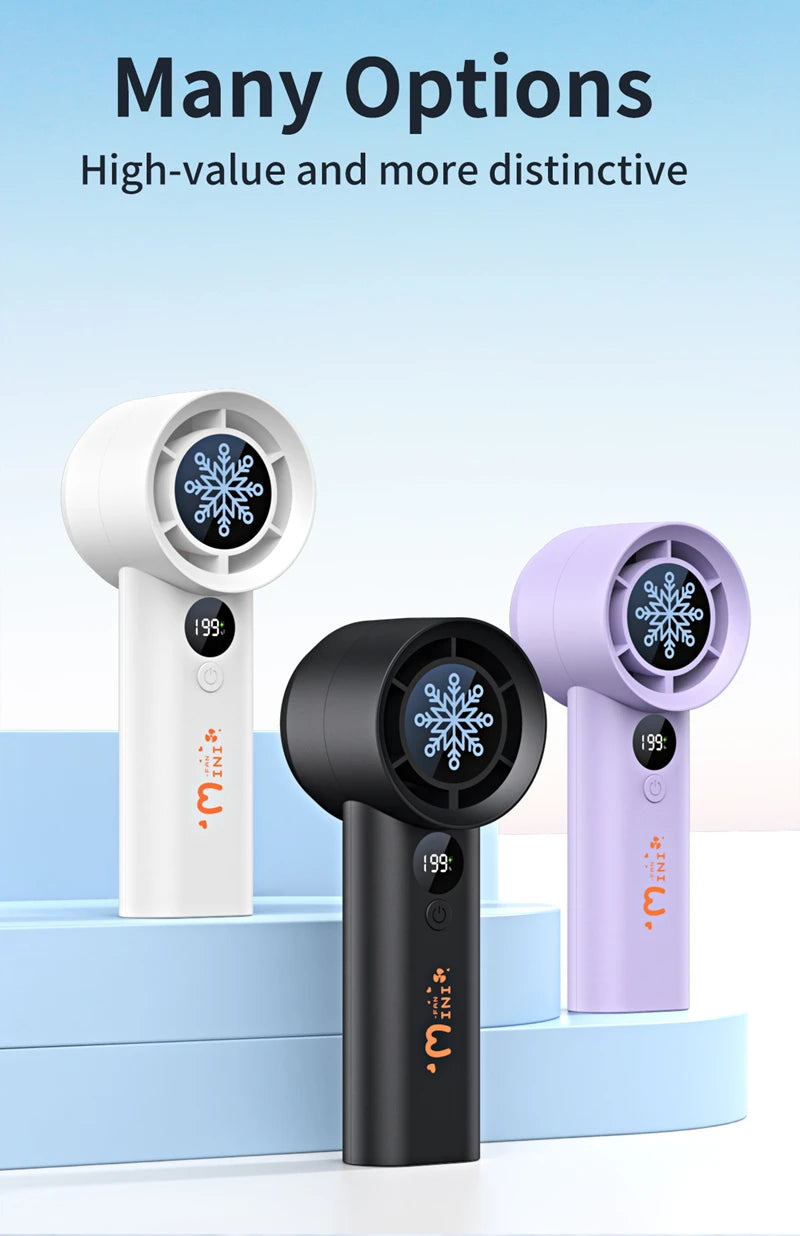 Xiaomi New Handheld Fan 100 Wind Speeds Adjustable USB Charging Mini Digital Display Large Wind Turbine Leafless Electric Fan