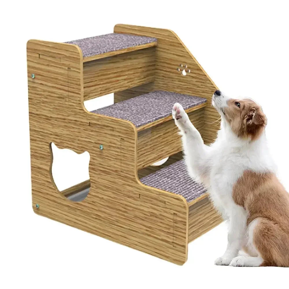 Pet Stairs For Couch 3-Level Wood Pet Stairs & Ramp For Medium/Small Dogs Old Cats Dog/Cat Ladder Wood Non-Slip For Beds And