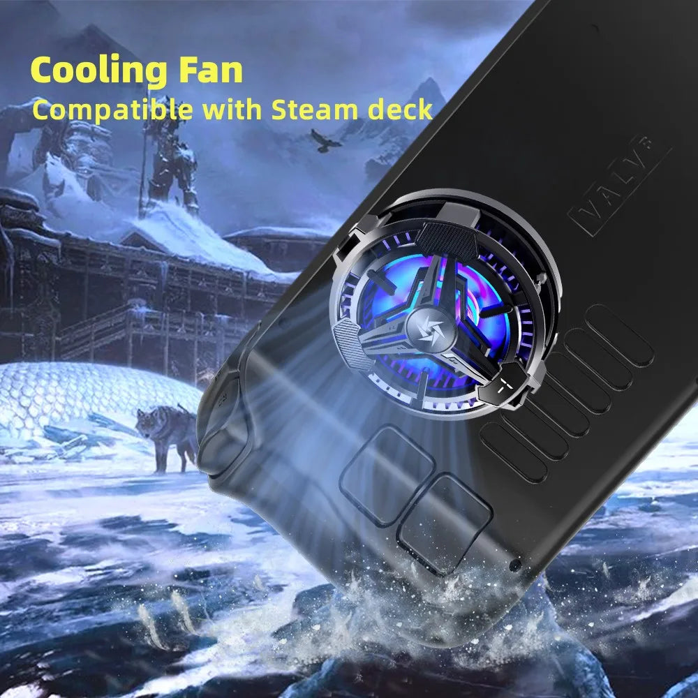 New Cooling Fan For Steam Deck/Game Console/Mobile Phone/Pad Easy Install With Temperature Display