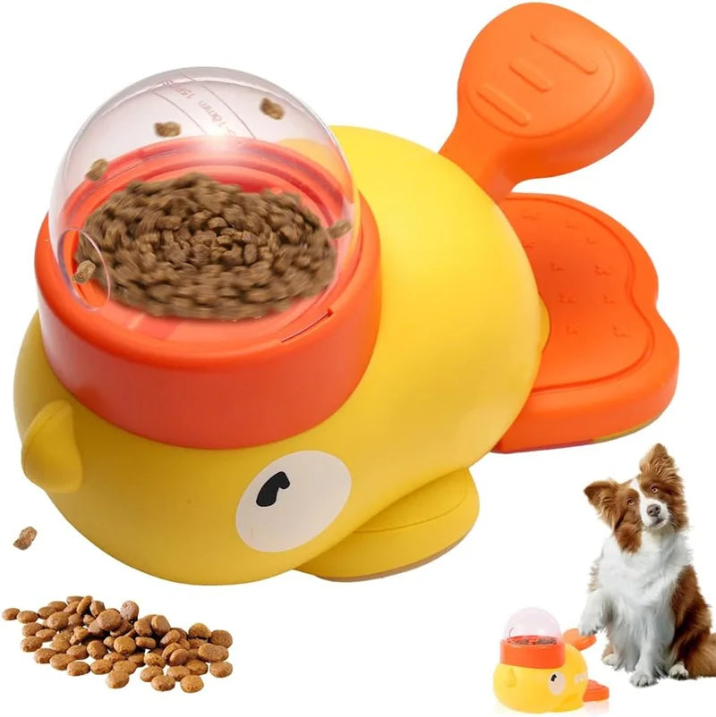 Dog Interactive Treat Dispenser Toy, Food Puzzle Slow Feeder, 2-in-1 Durable Cute Duck Shaped Design for Small Medium Dogs and Cats, Interactive IQ Training Reduces Bloating