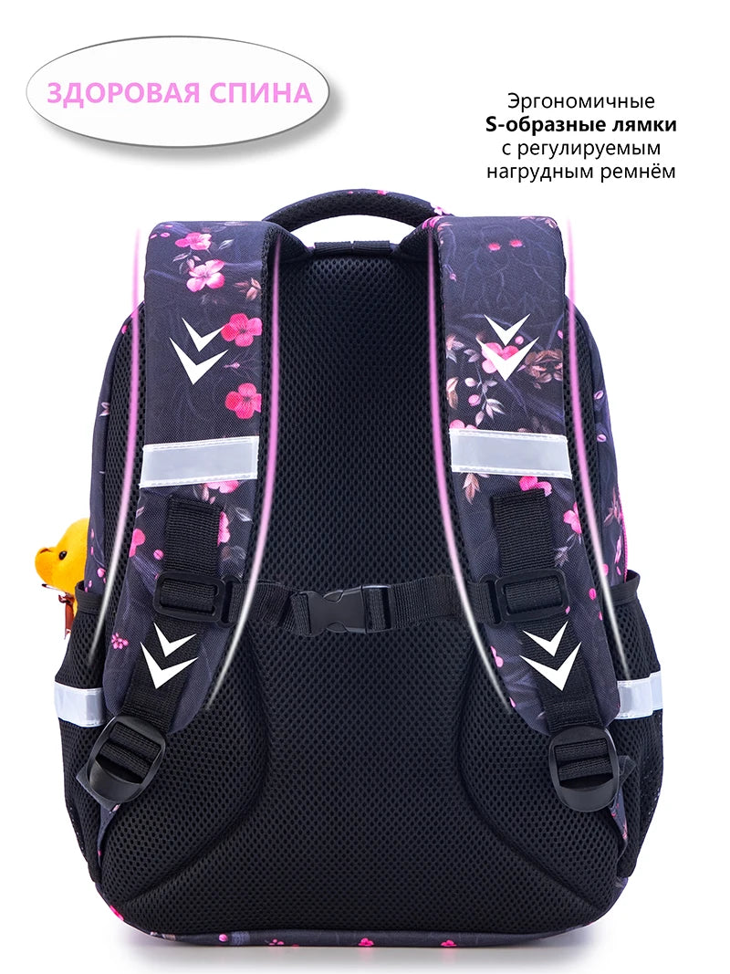 Orthopedic School Bags For Girls Cartoon Cat 3D Folded Backpacks Girl Waterproof Children School Bag Kids Mochila Escolar