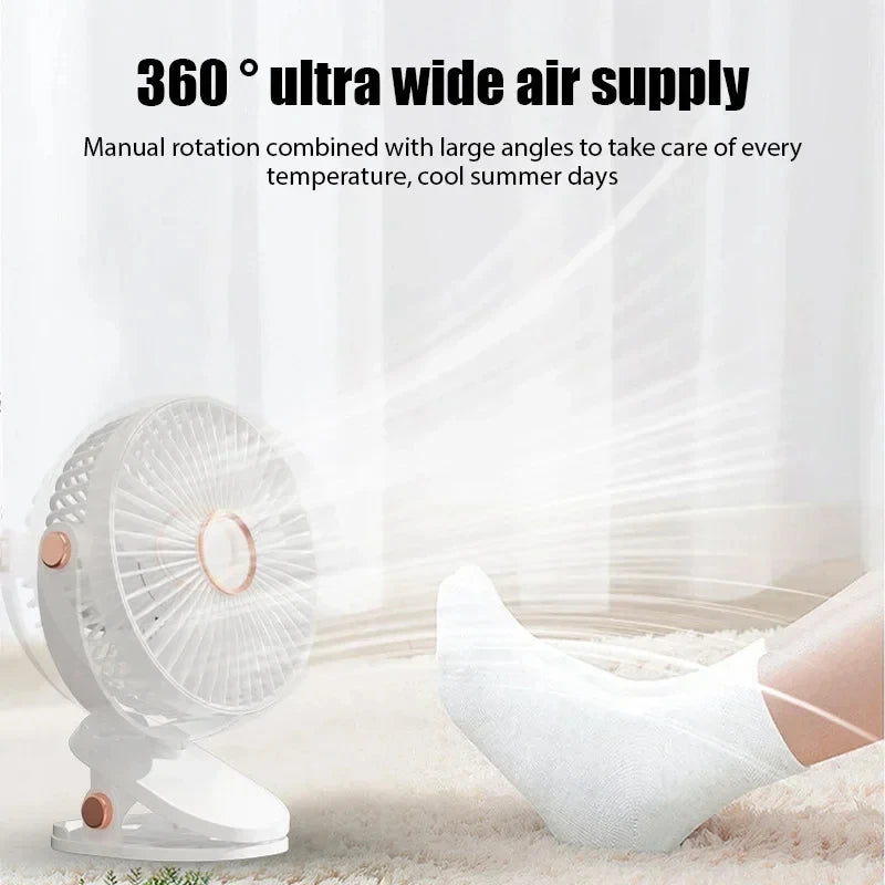Xiaomi Clip-on Fan 5 Speed Quiet Rechargeable Home Desktop Portable Air Circulator Wireless Fan Light With LED Display For Camp
