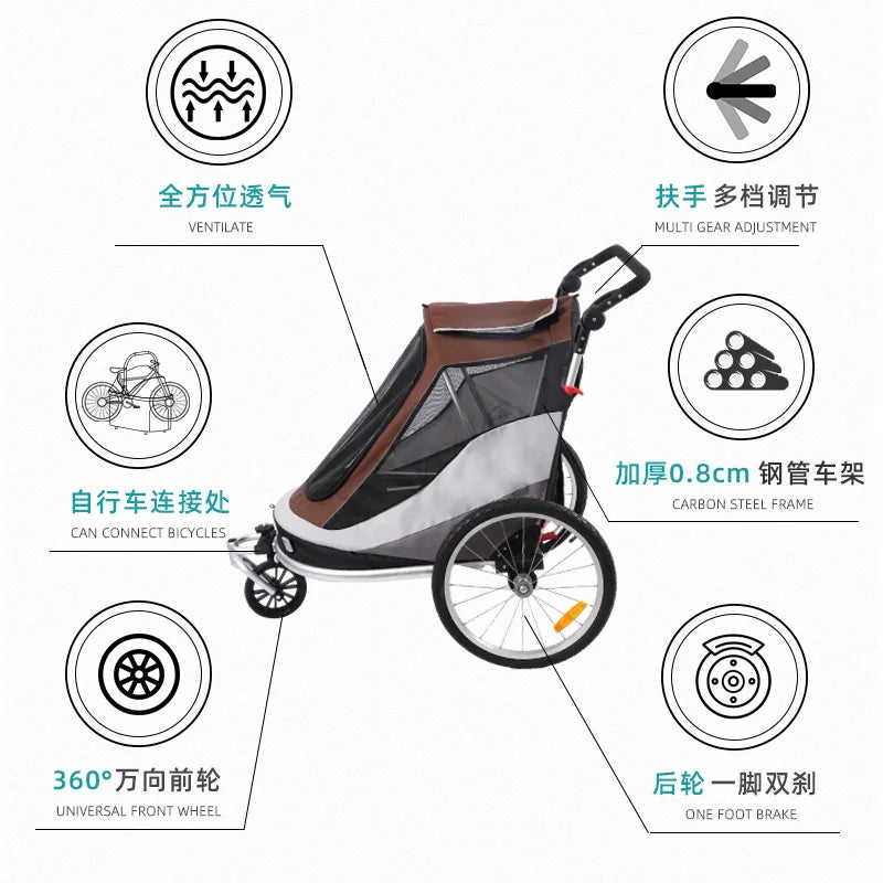 Spacious Pet Trailers - Connects to Bicycles