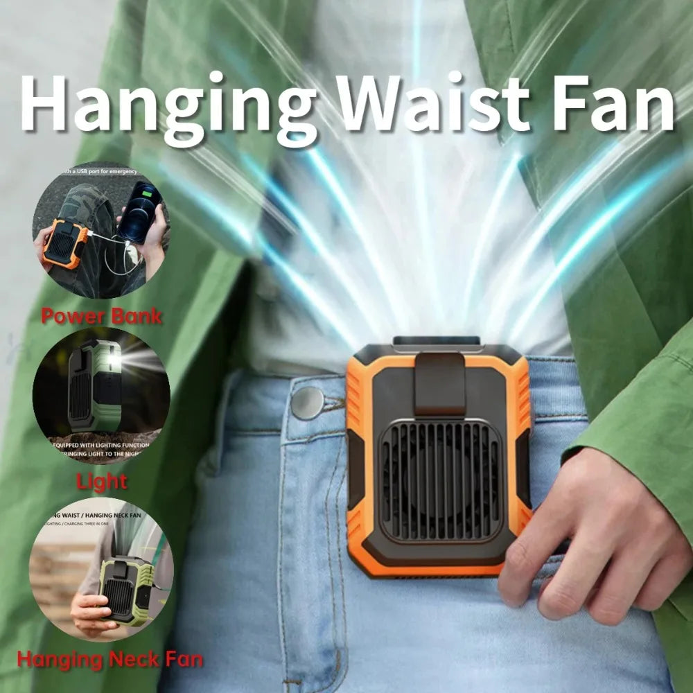 Portable Air Conditioner,Waist Clip Fan with 5-8H,Neck Fan,3 Speeds, USB Rechargeable,for Summer Outdoor Work Jobsite Hiking