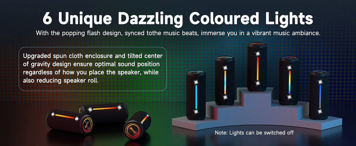 OHAYO X10MAX Bluetooth Speaker 35W - IPX7 Waterproof, Powerful Stereo Sound, 24H Playtime, TWS Pairing, Dazzling Lights, Bass Up