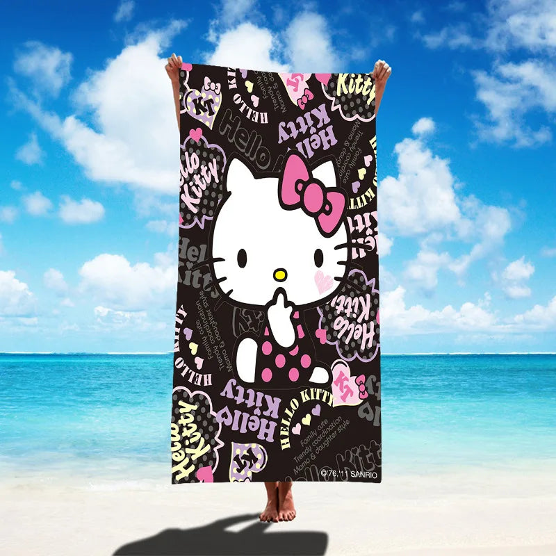 Sanrio Hello Kitty Beach Towel Cartoon Style Microfiber Large Beach Towel Bath Towel Multifunctional Square Towel Beach Towel