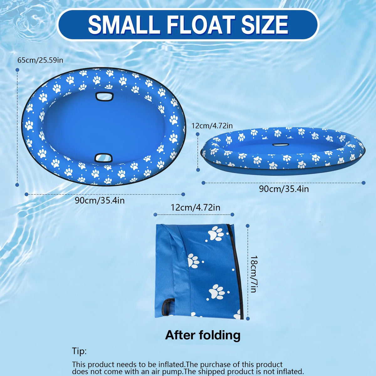 Summer Pet Dog Floating Raft, Inflatable Water Floating Pet Floating Row, Paw Print Swimming Floating, Suitable For Small Dogs