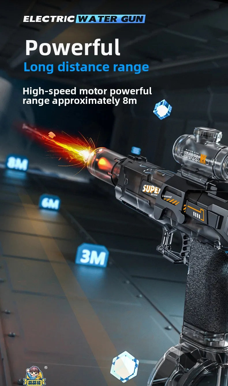 Electric Water Gun Outdoor Toys LED Light Sound Effects Flame Spray High Pressure High Speed Squirt Gun for Kids Adults Summer