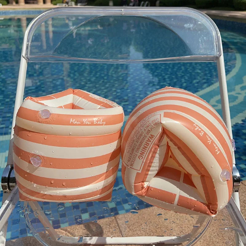Double Airbag Safety Swim Arm Floats Thickened Inflatable Swimming Sleeve with Dual Chambers Infant Toddler Floating Ring