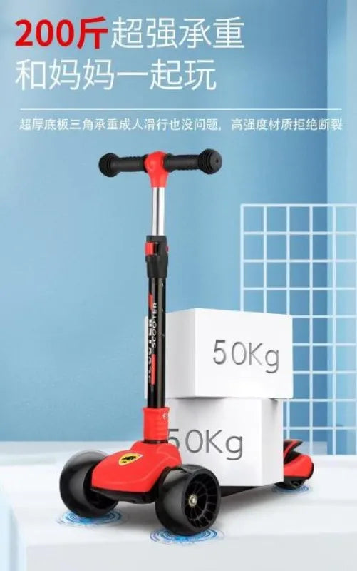 Children's Scooter 1-3-8-15 Year Old Large Scooter Male and Female Single Leg Scooter Music Light Smooth Driving