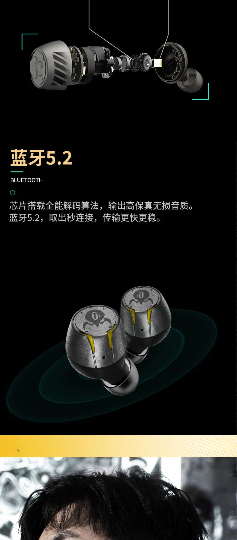 Headphones Wireless Bluetooth Pro P7 P9 Bluetooth Headphones TWS Dual Stereo Headphones Hearing Aid Noise Reduction