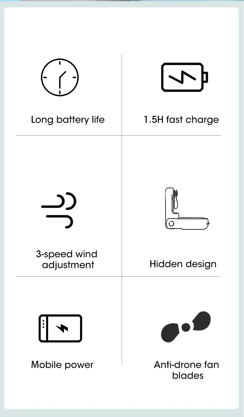2000mAh Power Bank 3 Gears Portable Fan Super Mini Handheld Fan USB Rechargeable Fan Foldable Hand Held Small Pocket Fan