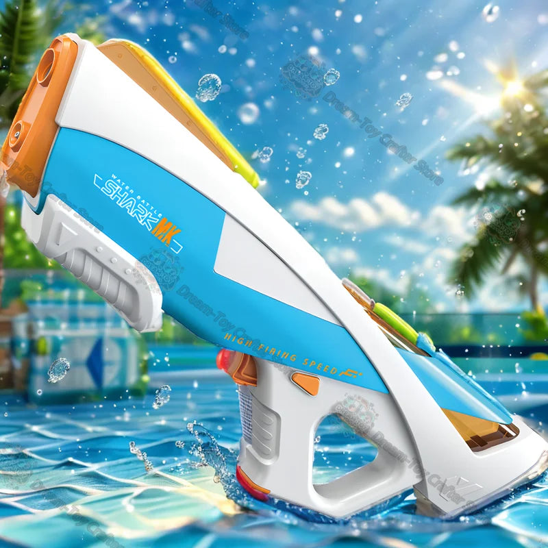 Electric Water Gun Toy for Kids Automatic Suction Blaster Handheld Outdoor Splash Soaker Space Style Boat Play Beach Shooting Fu
