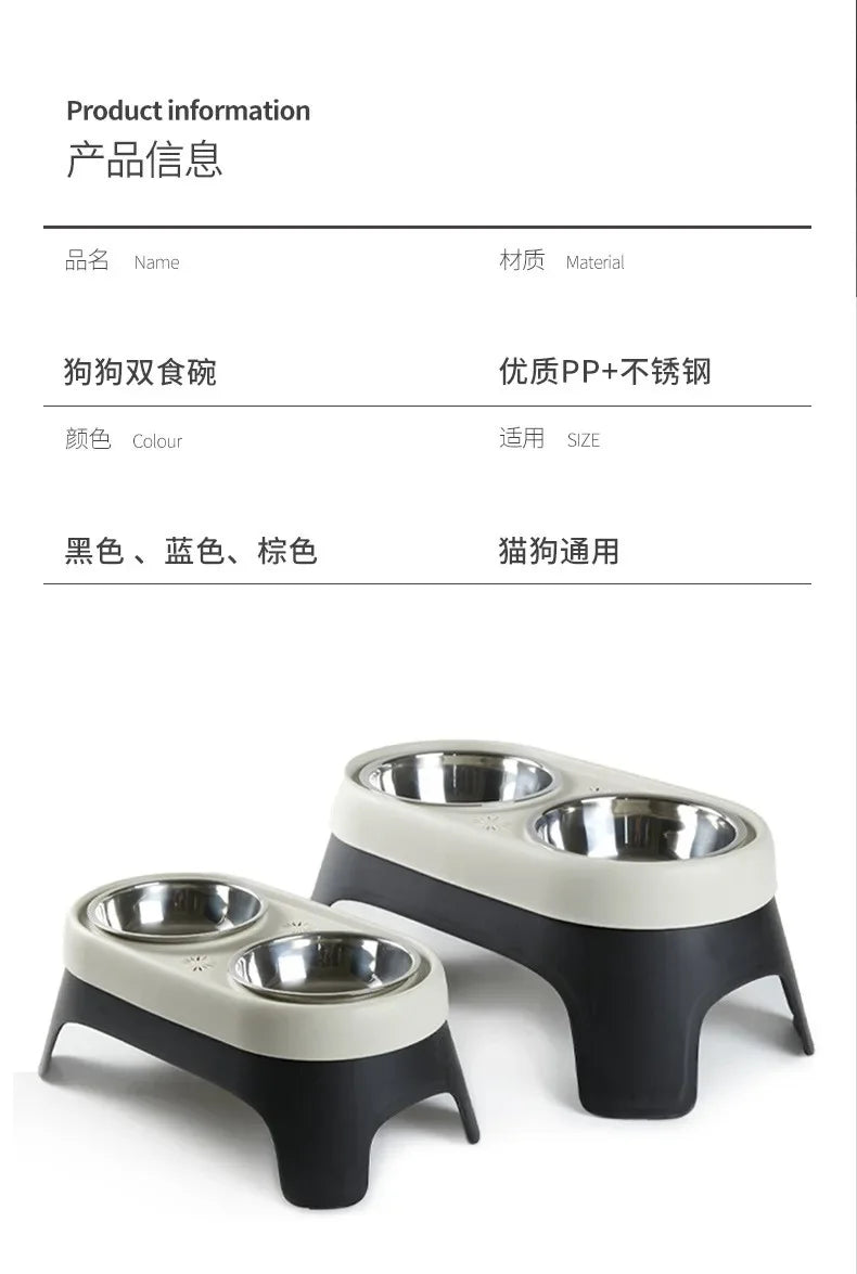 Stainless Steel Raised Dog Bowl - Anti-Knock Elevated Feeder