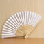 Hand Held Paper Fans White Silk Bamboo Folding Fans Handheld Folded Fan for Wedding Party DIY Decoration