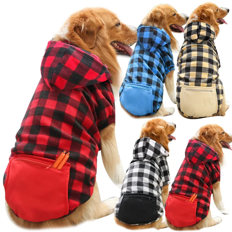 Reversible Plaid Dog Winter Coat - Cold Weather Vest for Small, Medium & Large Dogs