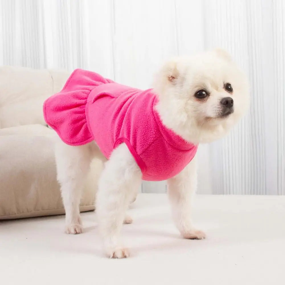 Dog Dress for Small Dogs，Autumn Winter，D-shaped Ring，Fleece Two-legged，Small Medium Dog Puppy Outfit Clothes，Pet Supplies