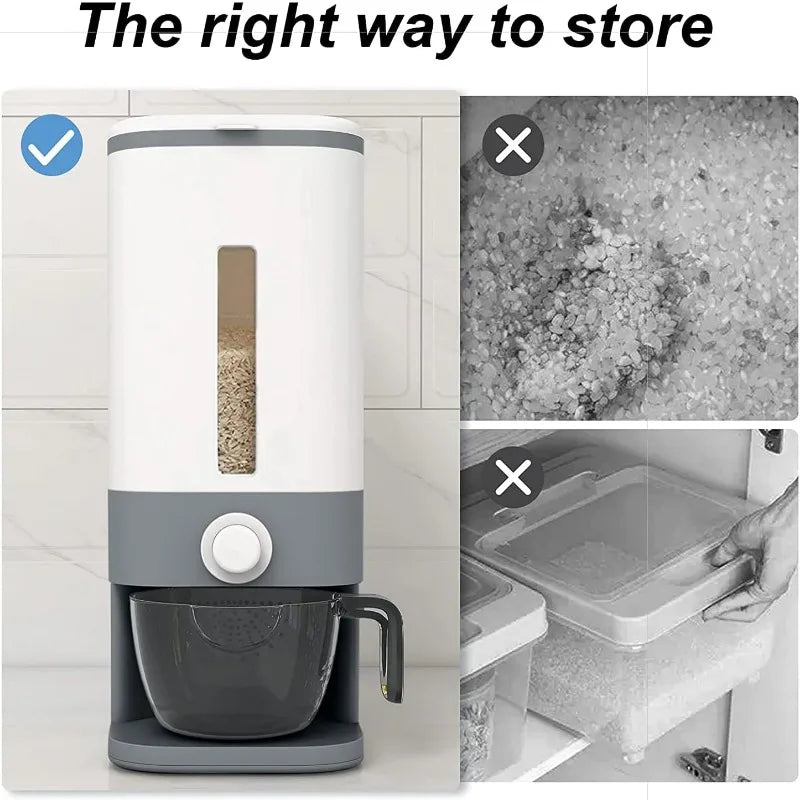 25 Lbs Rice Dispenser, Large Grain Container Storage with Lid Measuring Cylinder Moisture Proof Household Cereal Dispenser