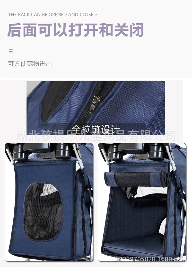 Pet Stroller with Sunroof -Foldable, lightweight, Single Handed, size S M L