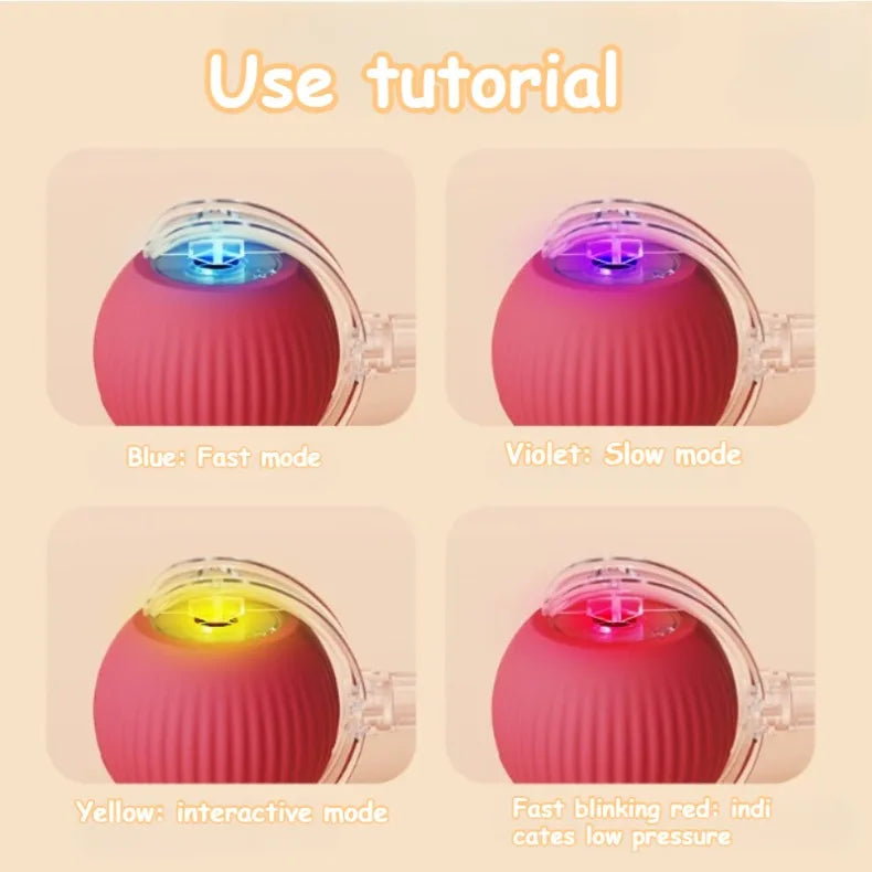 Rechargeable Interactive Pet Toy: Electric Automatic Rolling CatBall with Simulated Tail for Feline Entertainment and Engagement