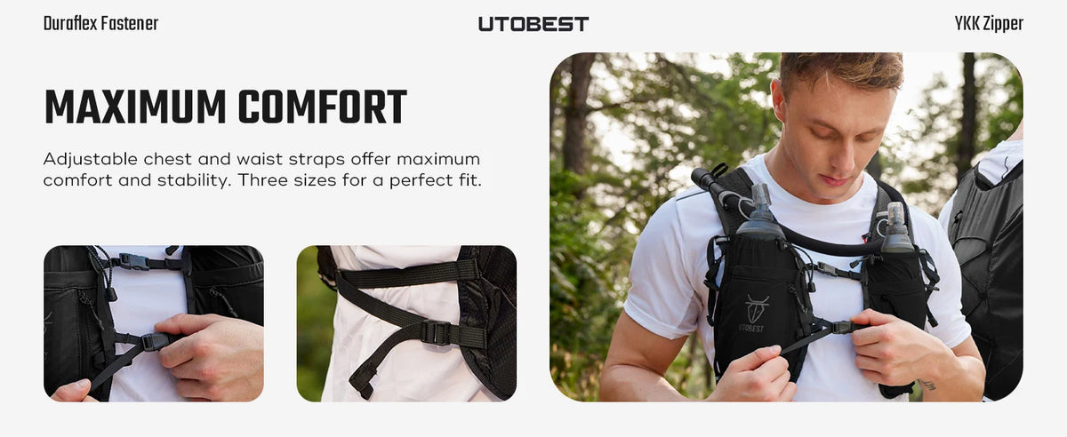 UTOBEST Trail Running Backpack 10L Ultra Lightweight Hydration Vest with 2L Water Bladder for Outdoor Hiking Cycling Marathon