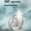 Portable silent mini bladeless electric fan, adjustable 3-speed suspended waist fan, rotating body fan, suitable for outdoor