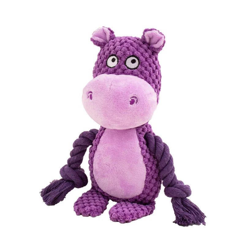 Cute Animal Rope Dog Toy Cute Plush Puppy Chew Pet Squeak Knot Toy Cartoon Rabbit Monkey