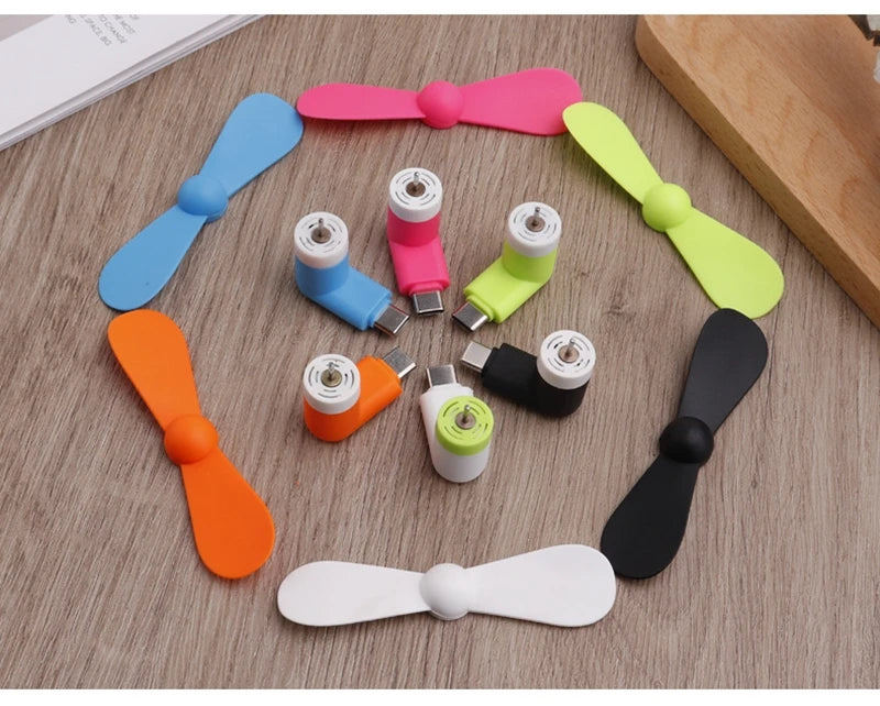 Creative Mini Portable Micro Fan Mobile Phone Mini Fan Charging Treasure Cooling Fan USB Gadget Fans Tester For Type-C