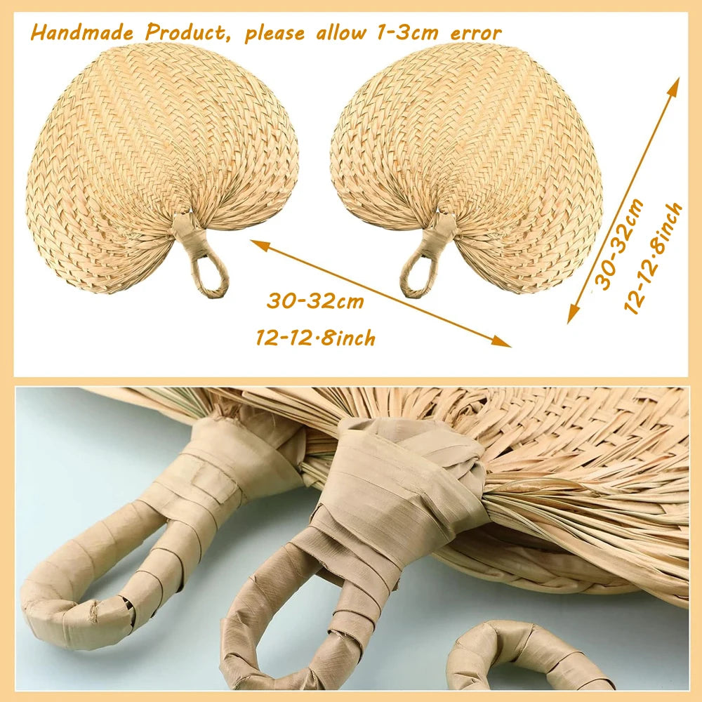 10/20/30 Natural Raffia Hand Fans Natural Palm Leaf Manual Handheld Fan for Wedding Summer Cooling Supplies Farmhouse Wall Decor