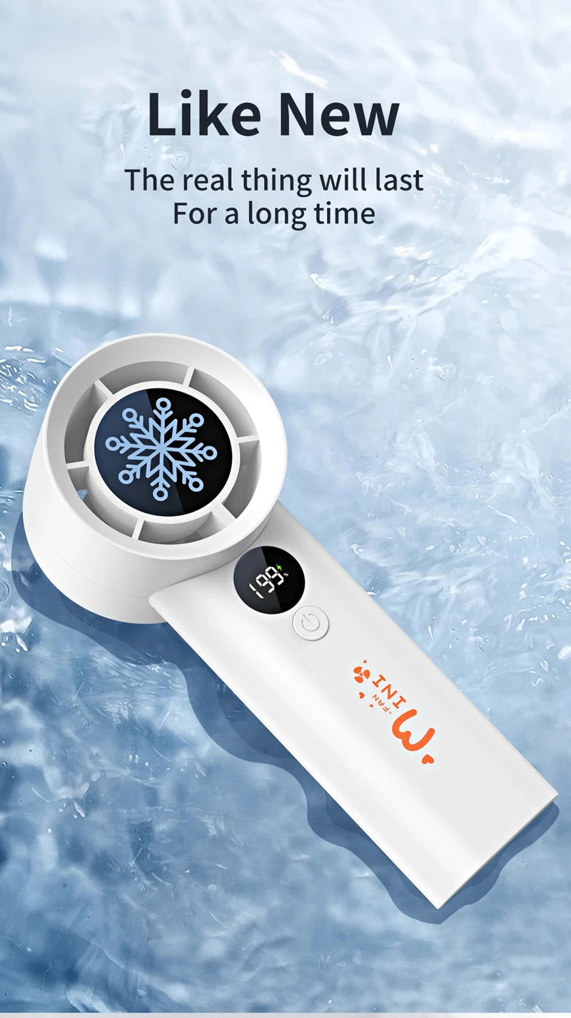 Xiaomi New Handheld Fan 100 Wind Speeds Adjustable USB Charging Mini Digital Display Large Wind Turbine Leafless Electric Fan