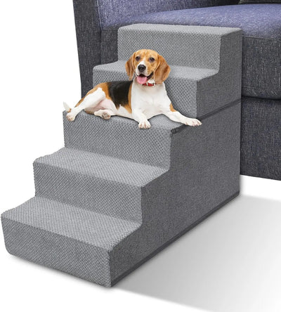 Nonslip High Density Foam Dog Ladders Indoor Home Couch Sofa High Bed Pet Stairs Folding 5-Grades Dog Steps with Removable Cover