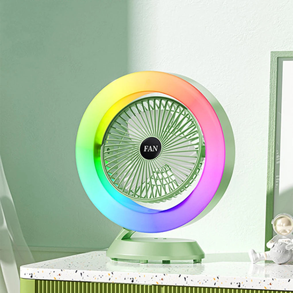 RGB Colorful Desktop Fan: Whisper - Quiet, Boasting Potent Wind Power in a Compact Design. The Ultimate Choice for Personal Cool