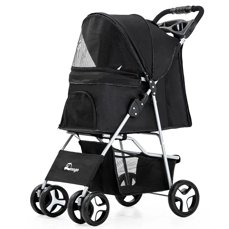 Pet Stroller with Sunroof -Foldable, lightweight, Single Handed, size S M L